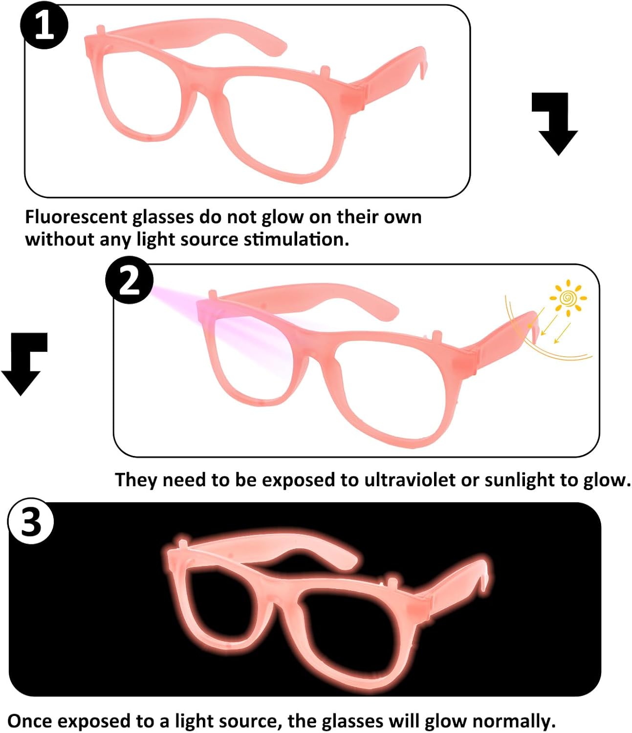 Glow in The Dark Party Supplies, 10 Pack Glow in The Dark Party Glasses Photo Booth Props Neon Party Favors Decorations