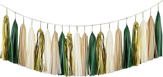 20 Pieces Tissue Paper Tassel Garland, Birthday Tassel Garland Party Decor, Metallic Fringe Balloon Banner Tails for Classroom Baby Shower Gender Reveal Hanging Decoration, D