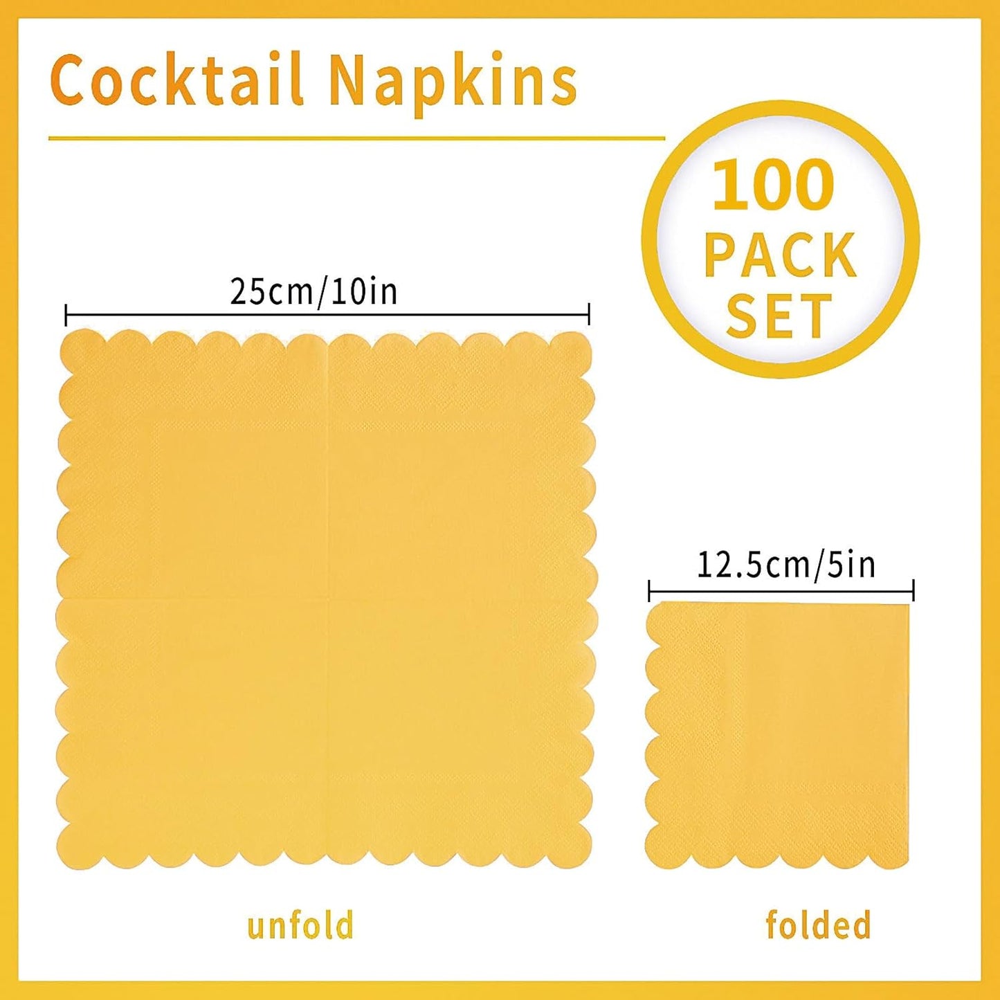100 Pack Cocktail Napkin 2-Ply Scalloped Edged Dessert Napkins Folded 5 x 5 Inches Disposable Napkins for Dinner Wedding Birthday Party Bridal Anniversary Reception Event (Pink)