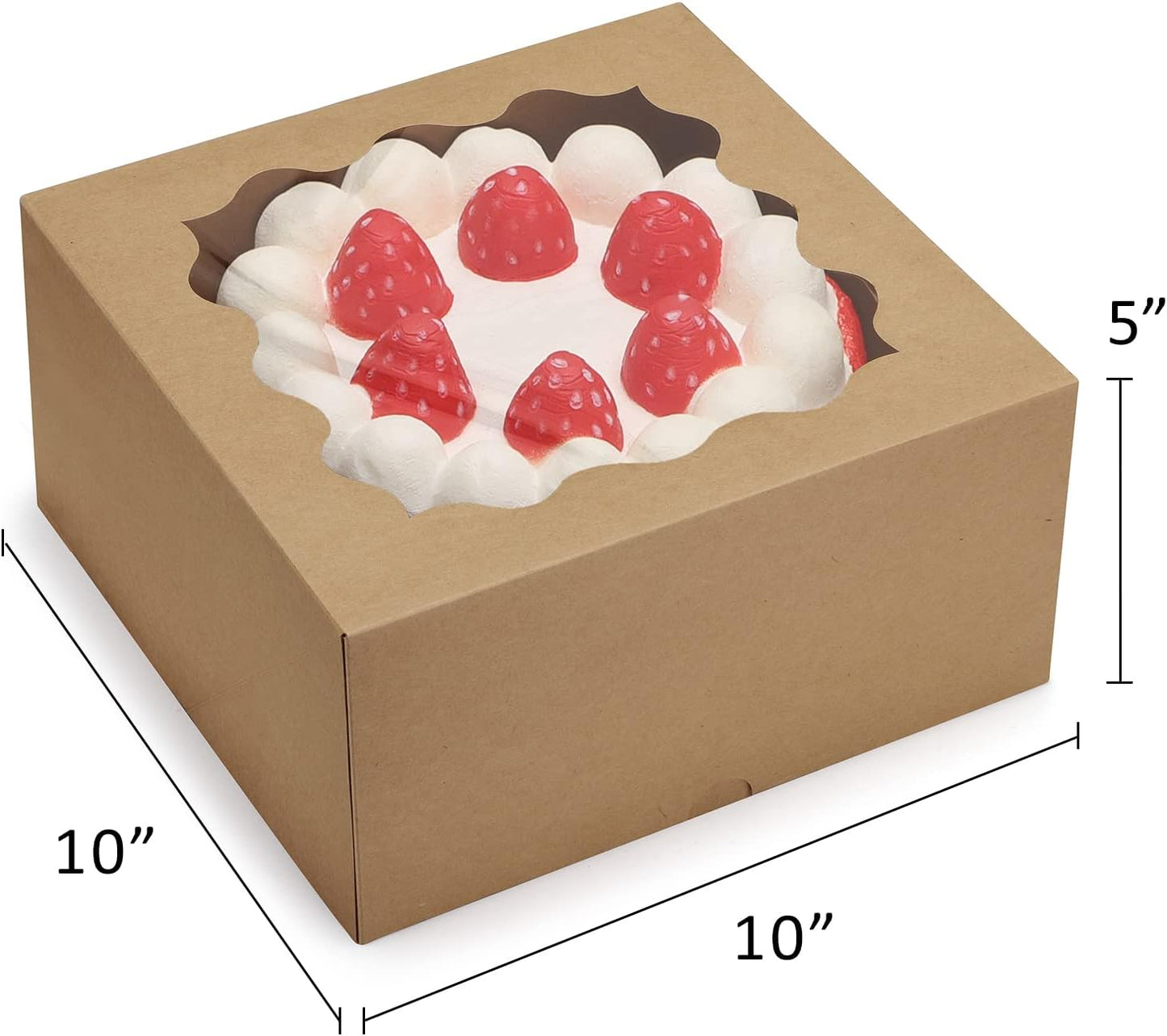Eupako Auto-popup 10x10x5 Cake Boxes with Window, 24pcs Quick Fold White Bakery Boxes, Easy Assemble Gift Box for Pies, Cookies, Pastries, Chocolates, Party, Wedding