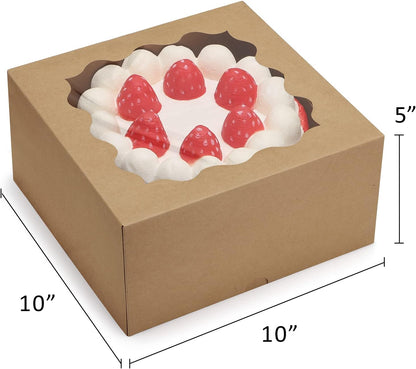 Eupako Auto-popup 10x10x5 Cake Boxes with Window, 24pcs Quick Fold White Bakery Boxes, Easy Assemble Gift Box for Pies, Cookies, Pastries, Chocolates, Party, Wedding