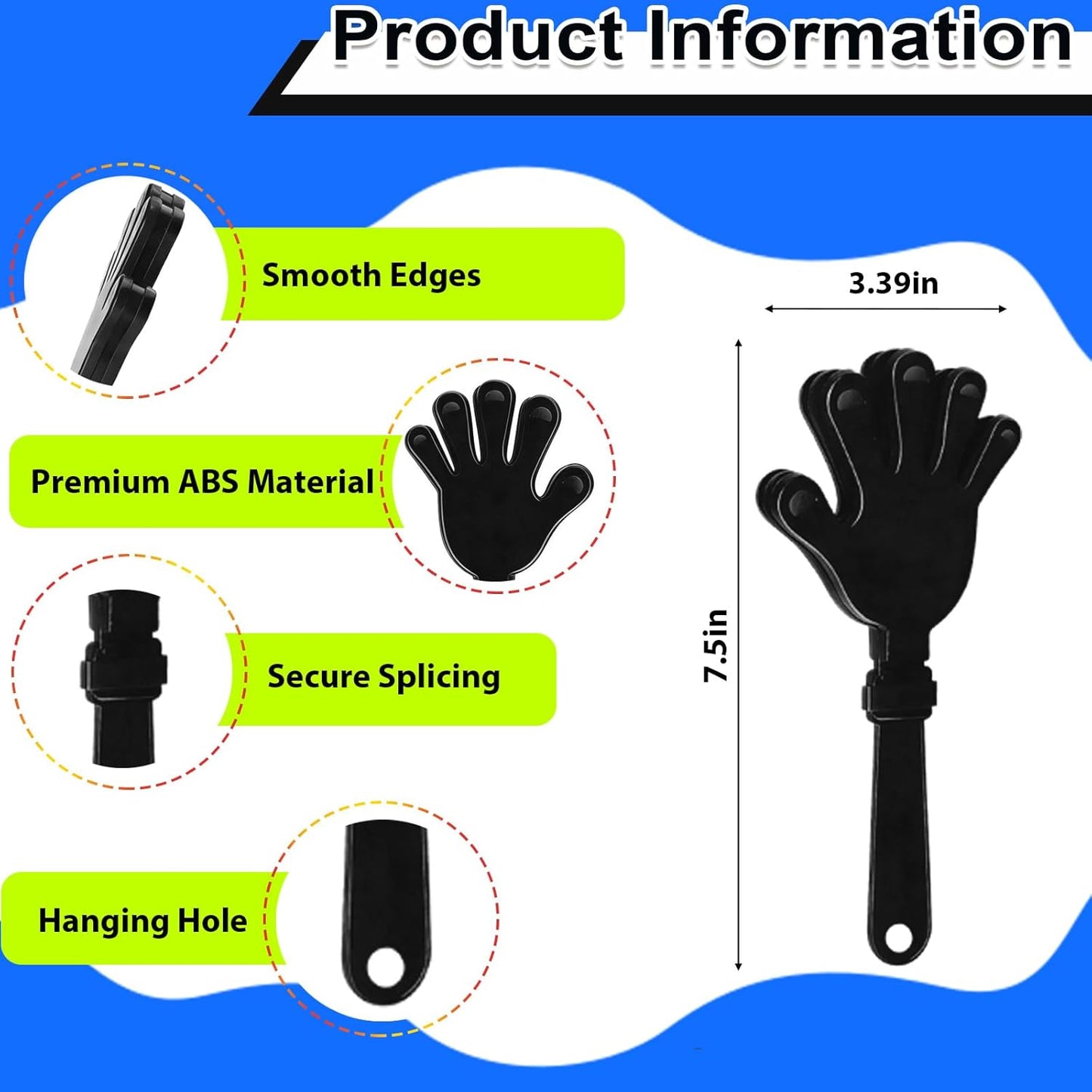 8PCS Hand Clappers 7.5 Inch Clapping Noisemakers Plastic Noise Makers Mini Hand Soundboard Party Favors Noise Maker Clacker for Birthdays Games Ball Dance Football Sporting Events Cheers Supplies