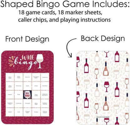 Big Dot of Happiness But First, Wine - Bingo Cards and Markers - Wine Tasting Party Bingo Game - Set of 18