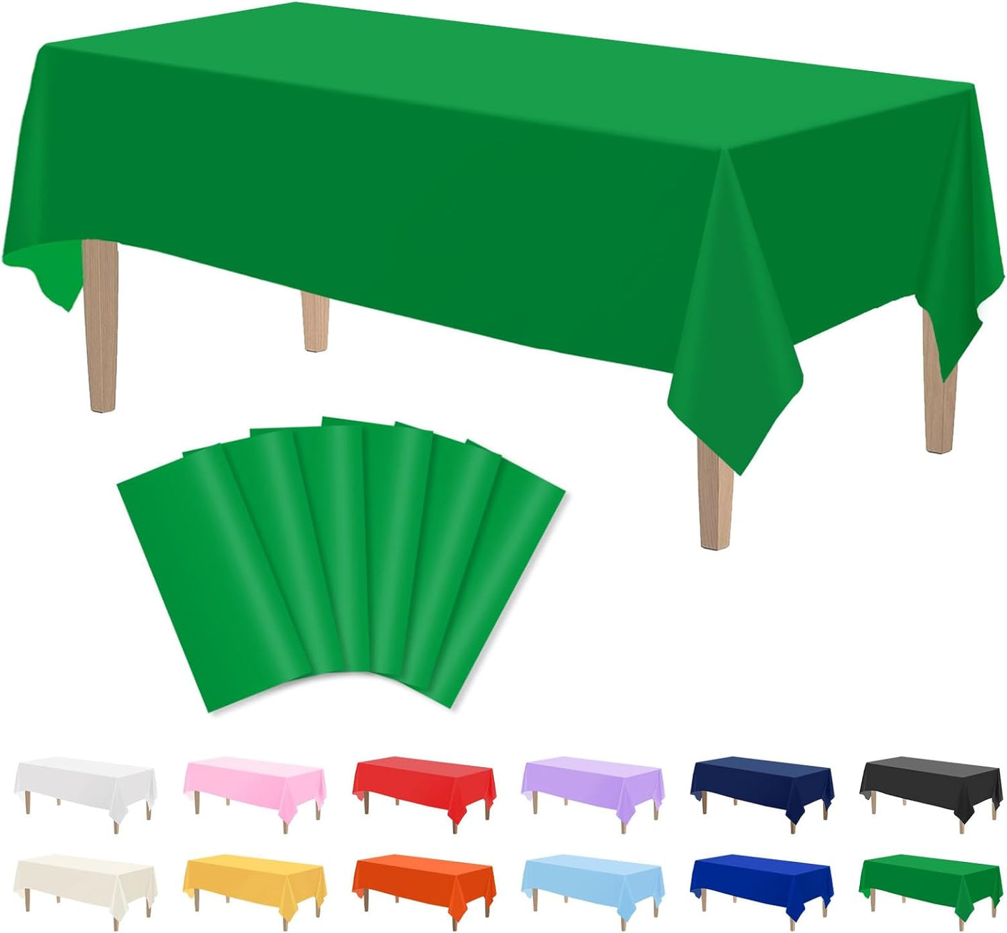 Kopokita 2PCS Black Plastic Tablecloths 54 x 108 Inch, Disposable Table Cloths Rectangle Party Table Covers