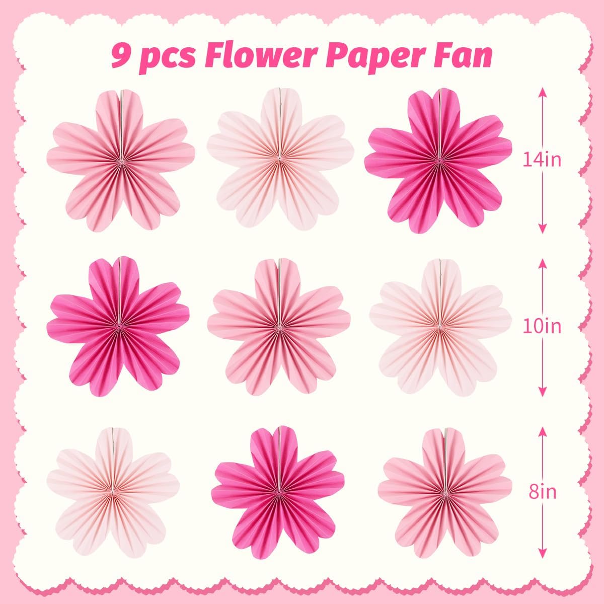 Party Hanging Paper Fans Decoration Set for Wedding Birthday Party Mother's Day Round Events Accessories Set of 8