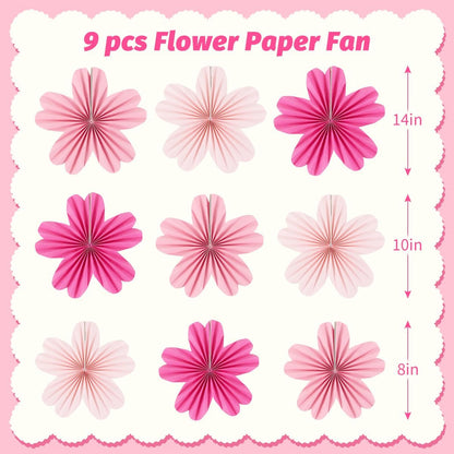Party Hanging Paper Fans Decoration Set for Wedding Birthday Party Mother's Day Round Events Accessories Set of 8