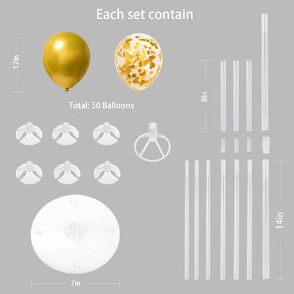 6 Set Balloon Stand Kit for Table Centerpieces With Balloon and Base Party Decorations for Birthday Wedding Retirement Graduation Baby Shower (Black Gold)