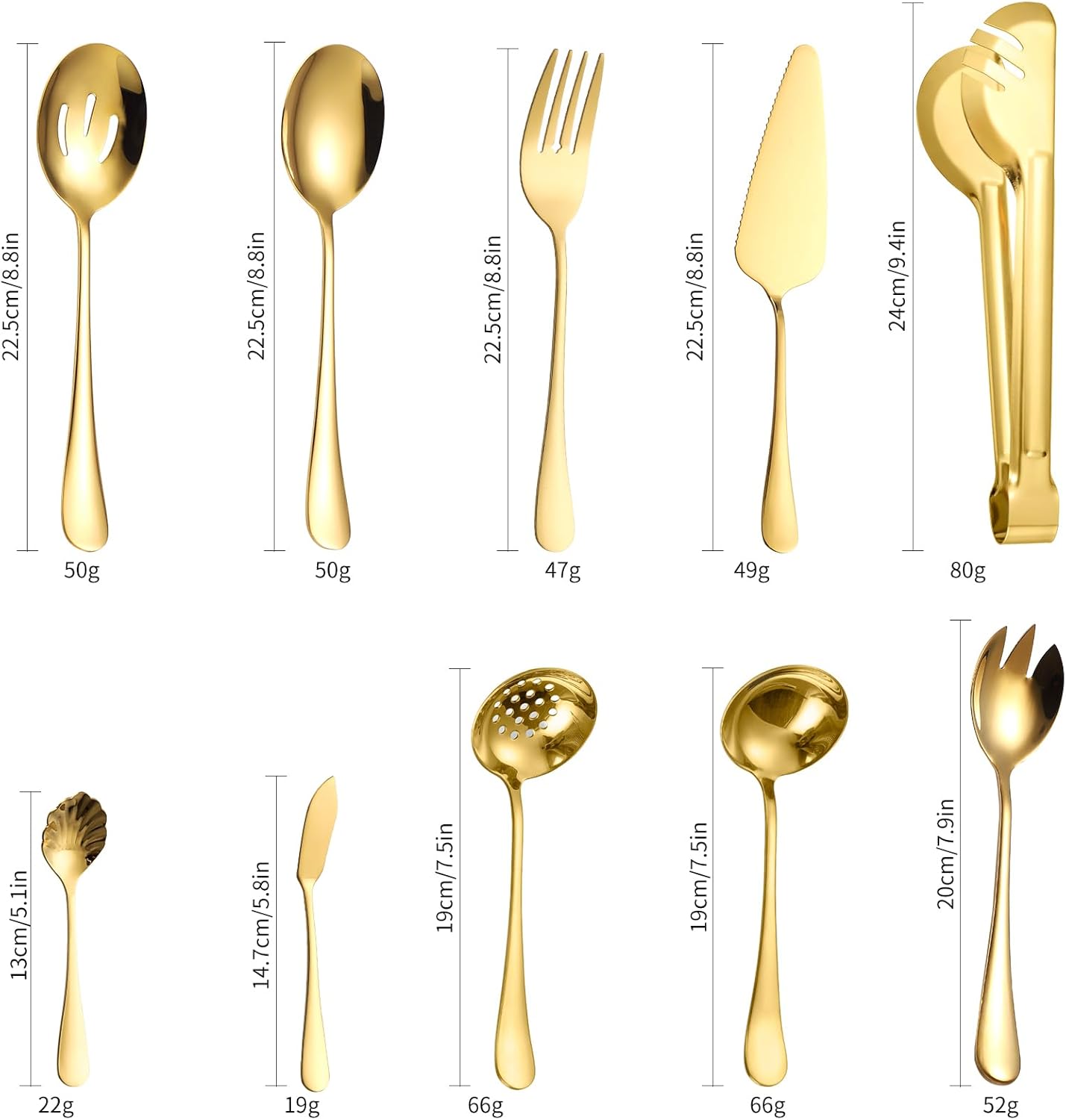 Stainless Steel Serving Utensil Set 10-Piece Buffet Flatware Catering Silverware with Bread Tong,Cake Spatula,Serving Ladles,Salad Fork,Cheese Knife,Large Spoon for Parties Buffet