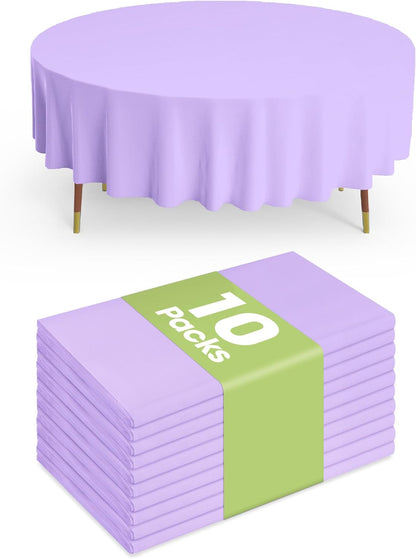 Pureegg Plastic Table Cloth 10 Pack, 54 x 108 Inch Disposable Table Cloths for Party, Picnic and Wedding, Rectangle, White - Colors B