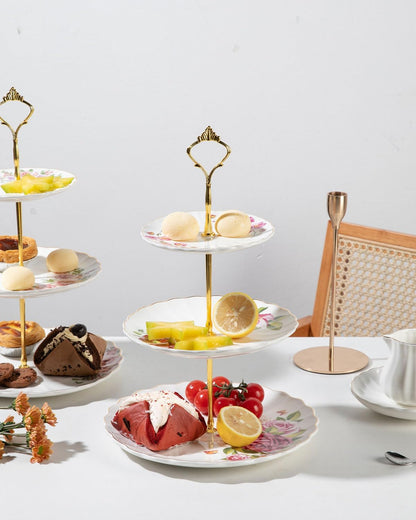 Sweejar 3 Tier Ceramic Cake Stand Wedding, Dessert Cupcake Stand for Tea Party Serving Platter (White)