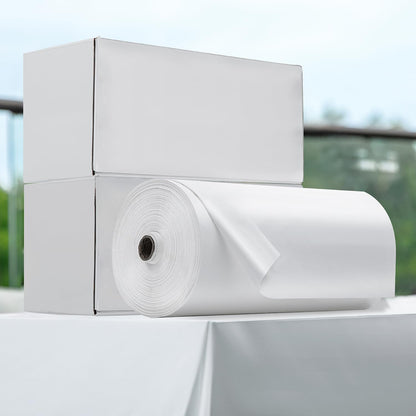 Plastic Table Cloth, 310 Ft X 54 in Disposable Tablecloth White Plastic Tablecloth with Any Cut Sliding Cutters Premium Table Cover Roll for Picnics, Parties, Birthdays, Weddings