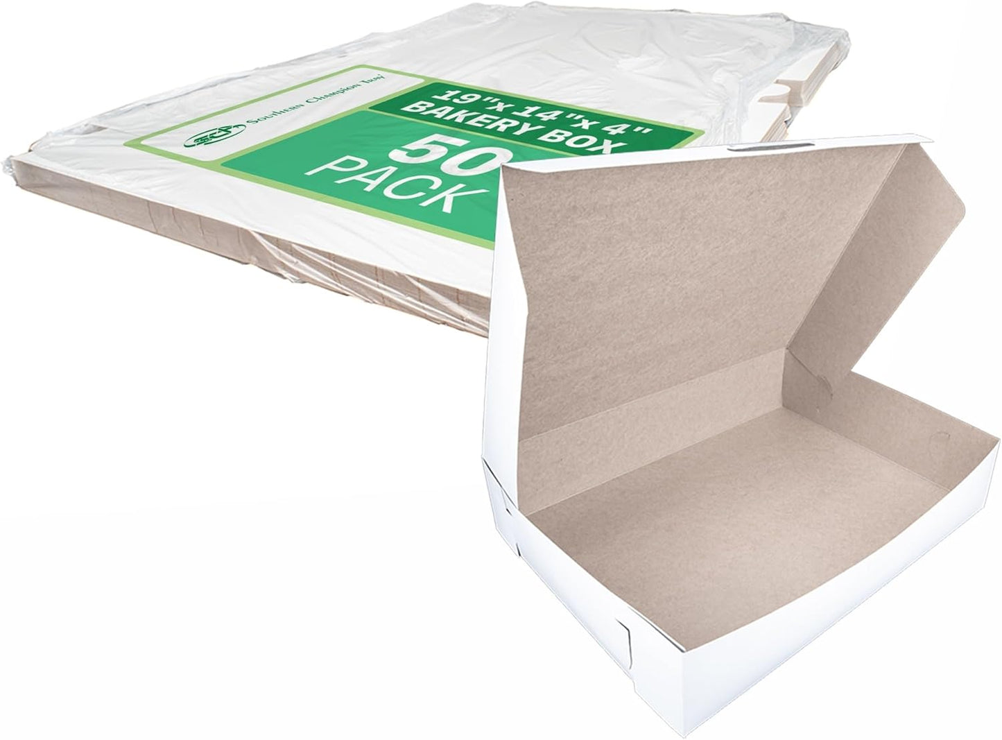 Southern Champion Tray 1029 Premium Clay Coated Kraft Paperboard White Non-Window Sheet Cake and Utility Box, 19" Length x 14" Width x 4" Height, 1/2 Sheet (Case of 50)