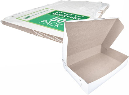 Southern Champion Tray 1029 Premium Clay Coated Kraft Paperboard White Non-Window Sheet Cake and Utility Box, 19" Length x 14" Width x 4" Height, 1/2 Sheet (Case of 50)