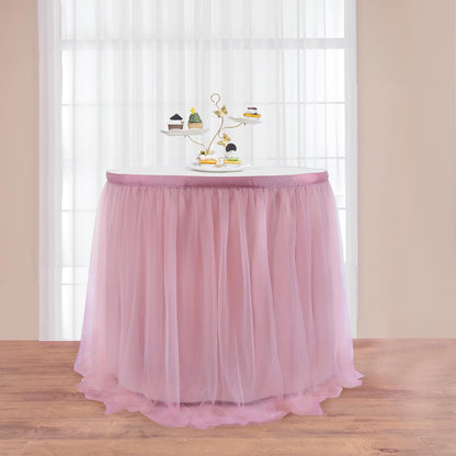 72inch Champagne Gold Tulle Table Skirts for Rectangle Round Tables, Gold Grim Ruffle Tulle Tutu Cloth Table Skirt 6ft for Wedding Birthday Party Cake Dessert Decor(No Top Cover)