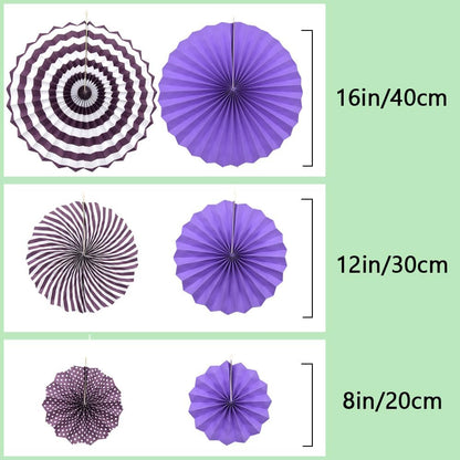 Hocansen 6PCS Paper Fan Garland Paper Fans Party Decorations 8/12/16in Hanging Papers Fans Set Round Papers Fans Pattern Garland for Birthday, Wedding (ZS/Pink)