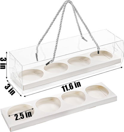 Coloch 24 Pack Clear Cupcake Box with Handle, 12 x 3 x 3 In 4 Count Plastic Cupcake Container with 4 Count Baked Dessert Box, for Cupcake, Dessert, Muffins, Party, Mother's Day, Wedding