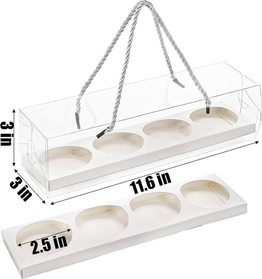 Coloch 24 Pack Clear Cupcake Box with Handle, 12 x 3 x 3 In 4 Count Plastic Cupcake Container with 4 Count Baked Dessert Box, for Cupcake, Dessert, Muffins, Party, Mother's Day, Wedding
