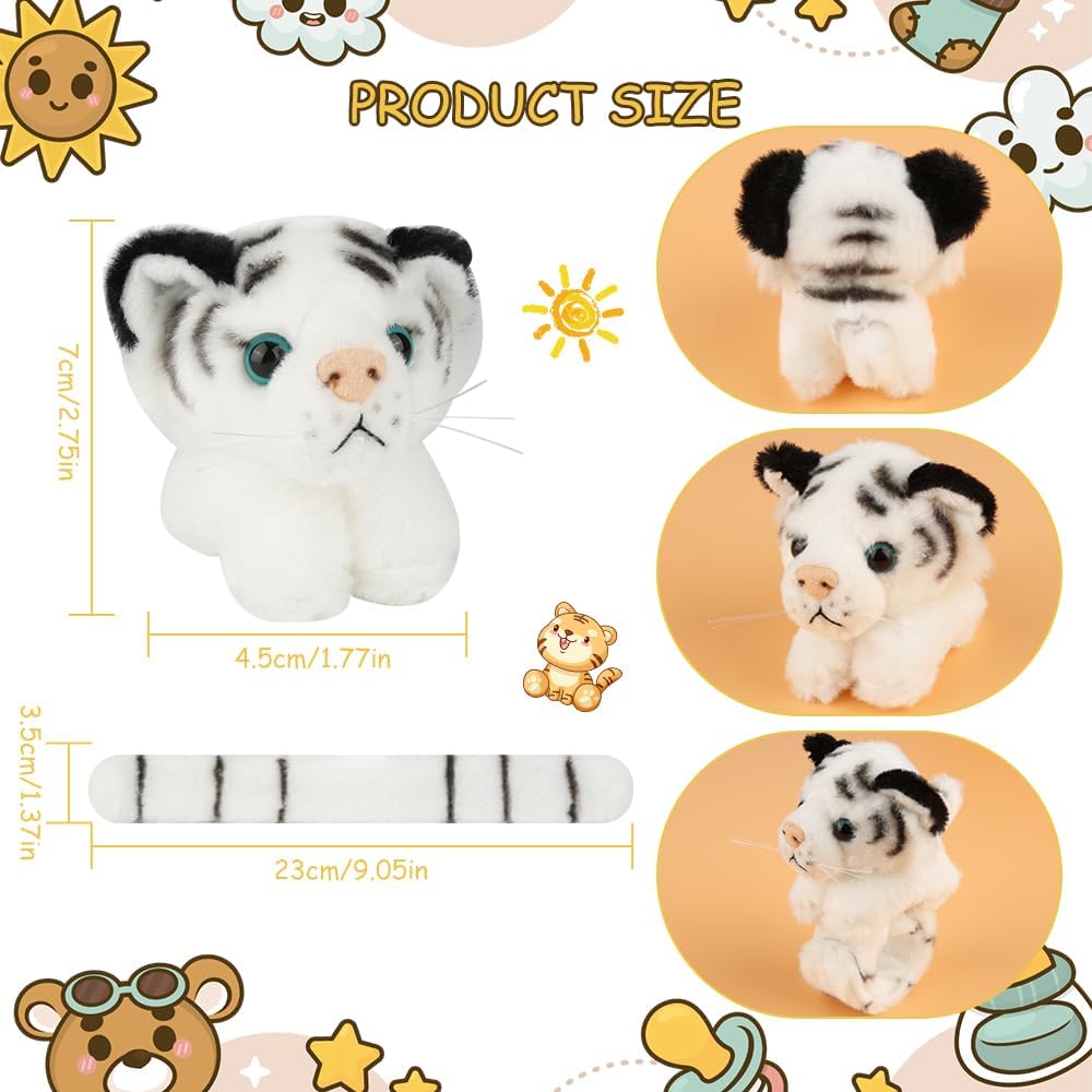 jarbins Animal Slap Bracelets Tiger Plush Kids Pretend Play Bracelets Bulk Toys Wristband for Children Birthday Party Favors