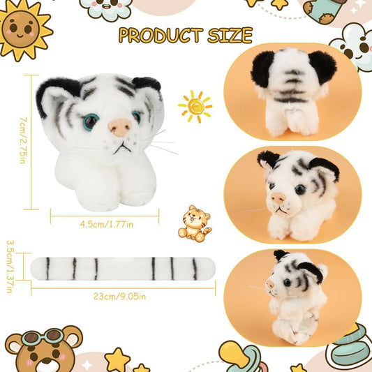 jarbins Animal Slap Bracelets Tiger Plush Kids Pretend Play Bracelets Bulk Toys Wristband for Children Birthday Party Favors