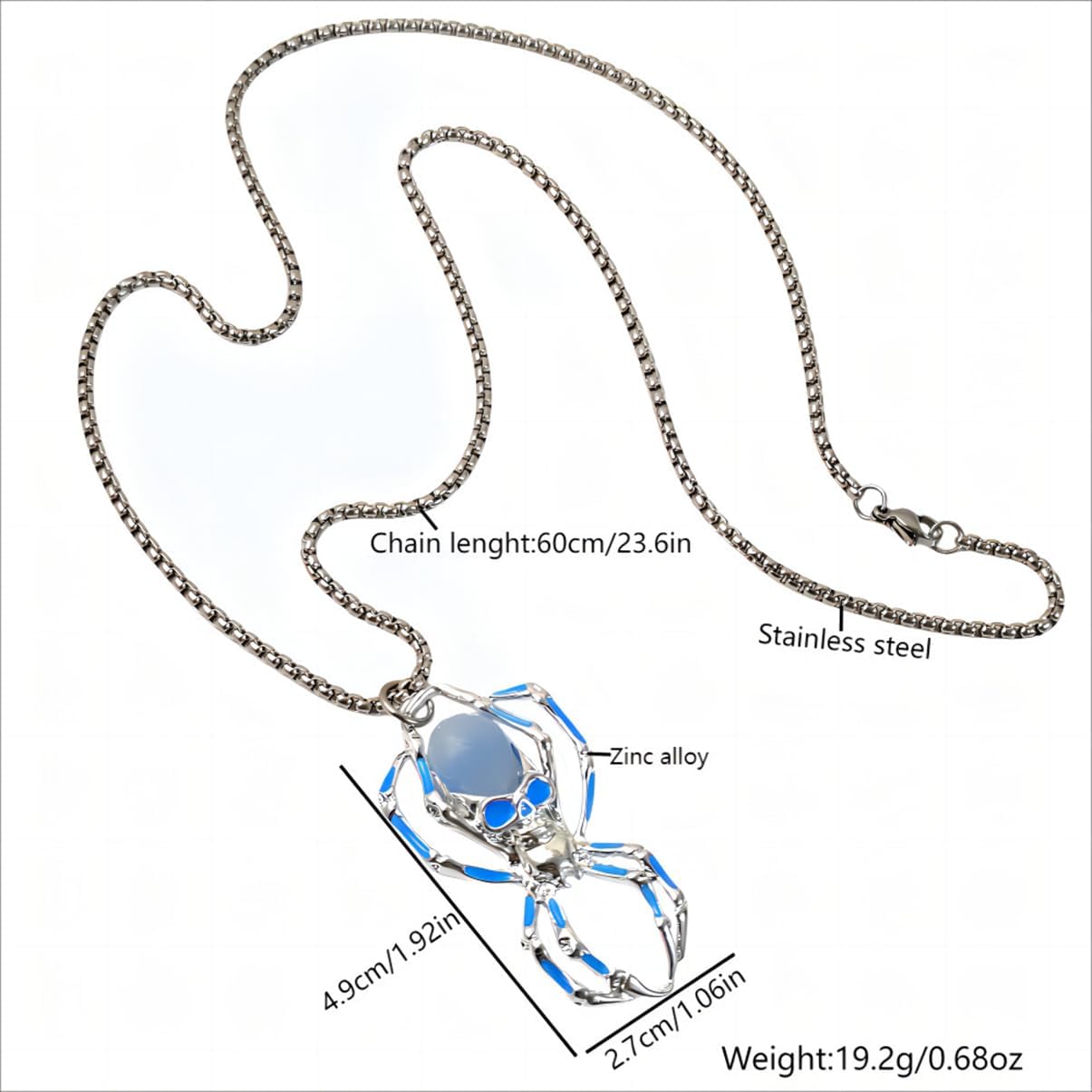 Spider Necklace for Men Women,Punk Luminous Animal Pendant,Spider Charm Pendant Necklace,Hip-hop Glow in the Dark Jewelry
