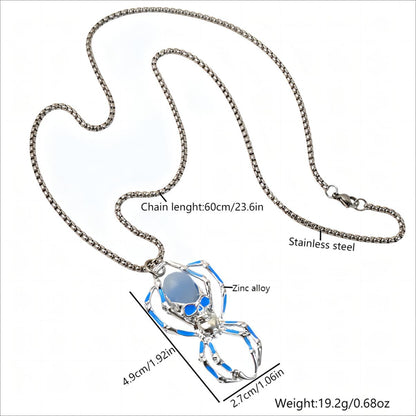 Spider Necklace for Men Women,Punk Luminous Animal Pendant,Spider Charm Pendant Necklace,Hip-hop Glow in the Dark Jewelry