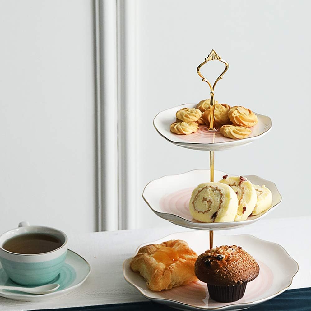 Sweejar 3 Tier Ceramic Cake Stand Wedding, Dessert Cupcake Stand for Tea Party Serving Platter (White)