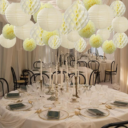 WOLHOWLTD Mermaid Theme Paper Decoration Set - 33 Pcs Paper Lanterns, Pompoms, Honeycomb Decorations for Mermaid Theme, Baby Shower,Wedding Rainbow Birthday Party Home Decoration(Pink Blue Purple)