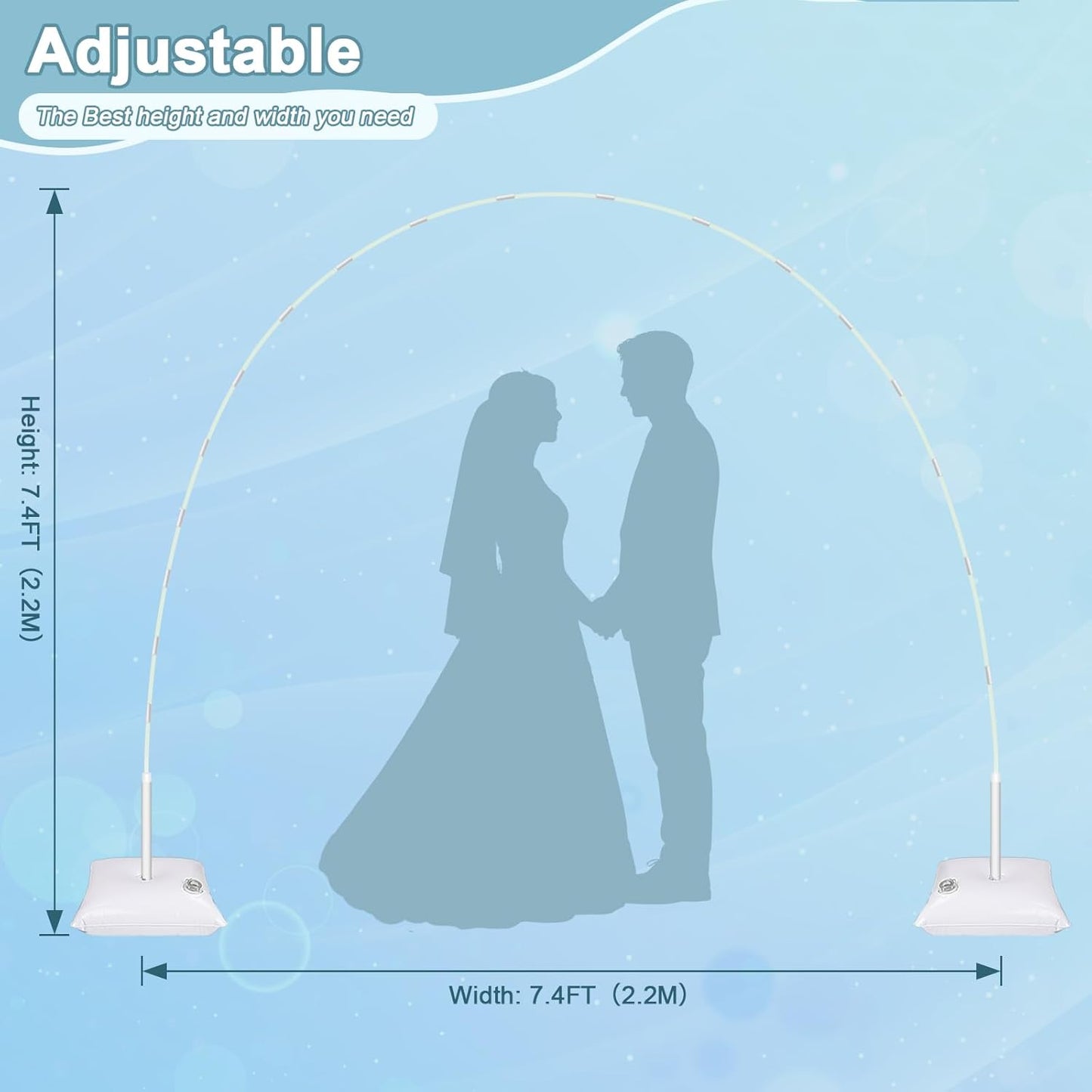 AXHJ Balloon Arch Kit, 7.4FT High&10FT Wide Adjustable Glass Fiber Balloon Arch Stand Frame with Bases and Water Bag DIY Party Wedding Birthday Baby Shower Decorations, Black