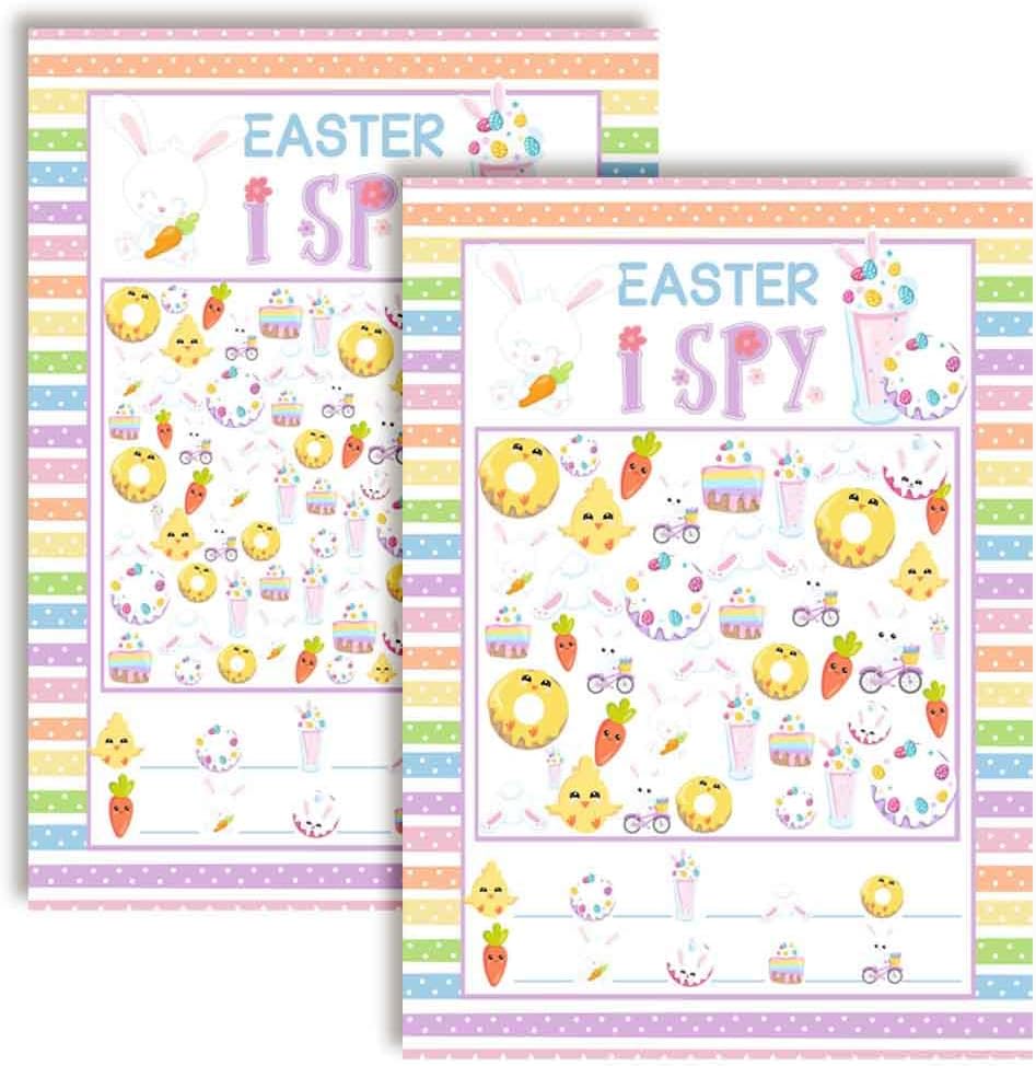 Easter Word Scramble and Scavenger Hunt 10 Pack 5"x7" Fill‑In Game Cards, Fun Happy Easter Holiday Activity Cards for Kids with Word Puzzle and Search Games by Amanda Creation