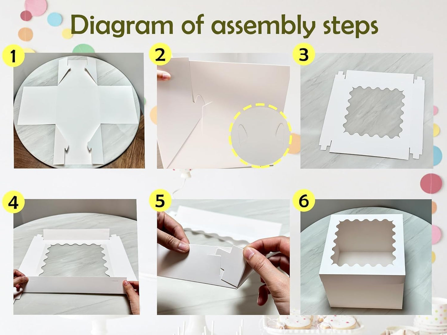 10pcs Cake Boxes 12 Inch, 12x12x8in White Bakery Boxes with Window,10in 12in Cake Boxes, Large Baking Boxes,Disposable Cake Containers with Lids