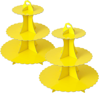Soleebee 3-Tier Cupcake Stand, Cardboard Cupcake Tower, Dessert Cup Cake Stand Tower for Birthday Wedding Party Decoration, Cupcake Tier Stand 1 Set (Black)