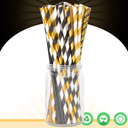 Pink Paper Straws 150pcs Disposable Straws Bulk (10 Pattern) qiqee
