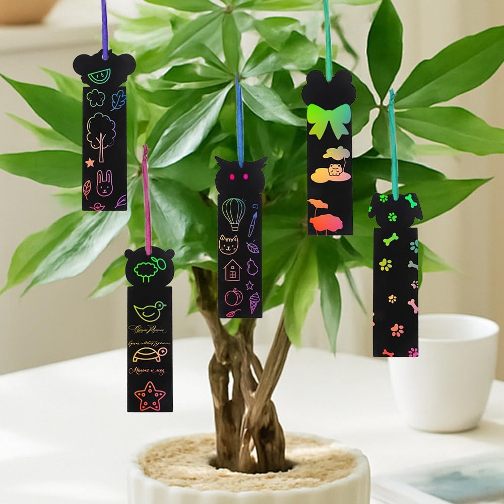 Christian Rainbow Scratch Bookmarks,Easter Basket Stuffers,Party Favors 60 Ribbons 30 Bamboo Stylus Bible Art Crafts Sunday School Crafts Christmas Scratch Off Cards Religious Gifts