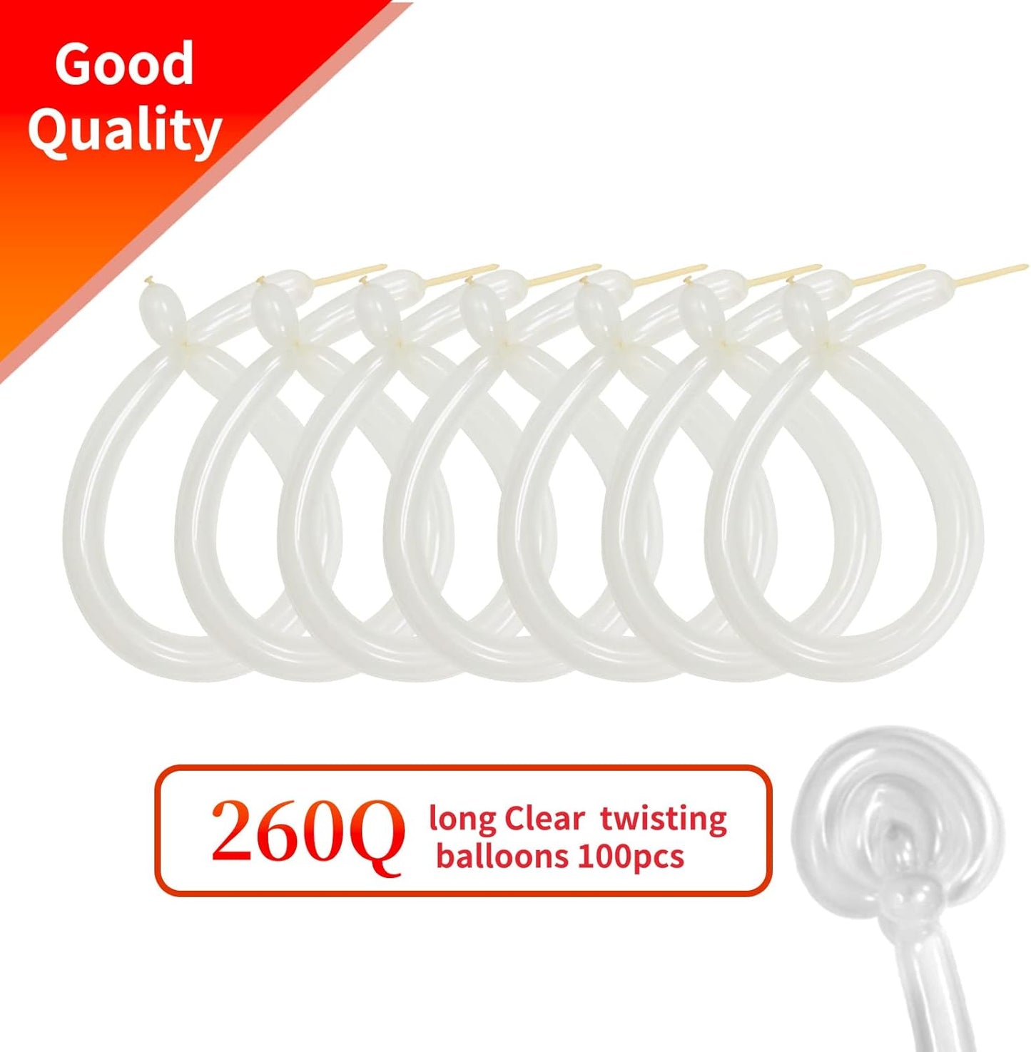260 Clear Long Balloons for Animals, Thickening Skinny Latex Twisting for Arch Modeling Magic Clown Birthday Wedding Party Decorations 100pcs
