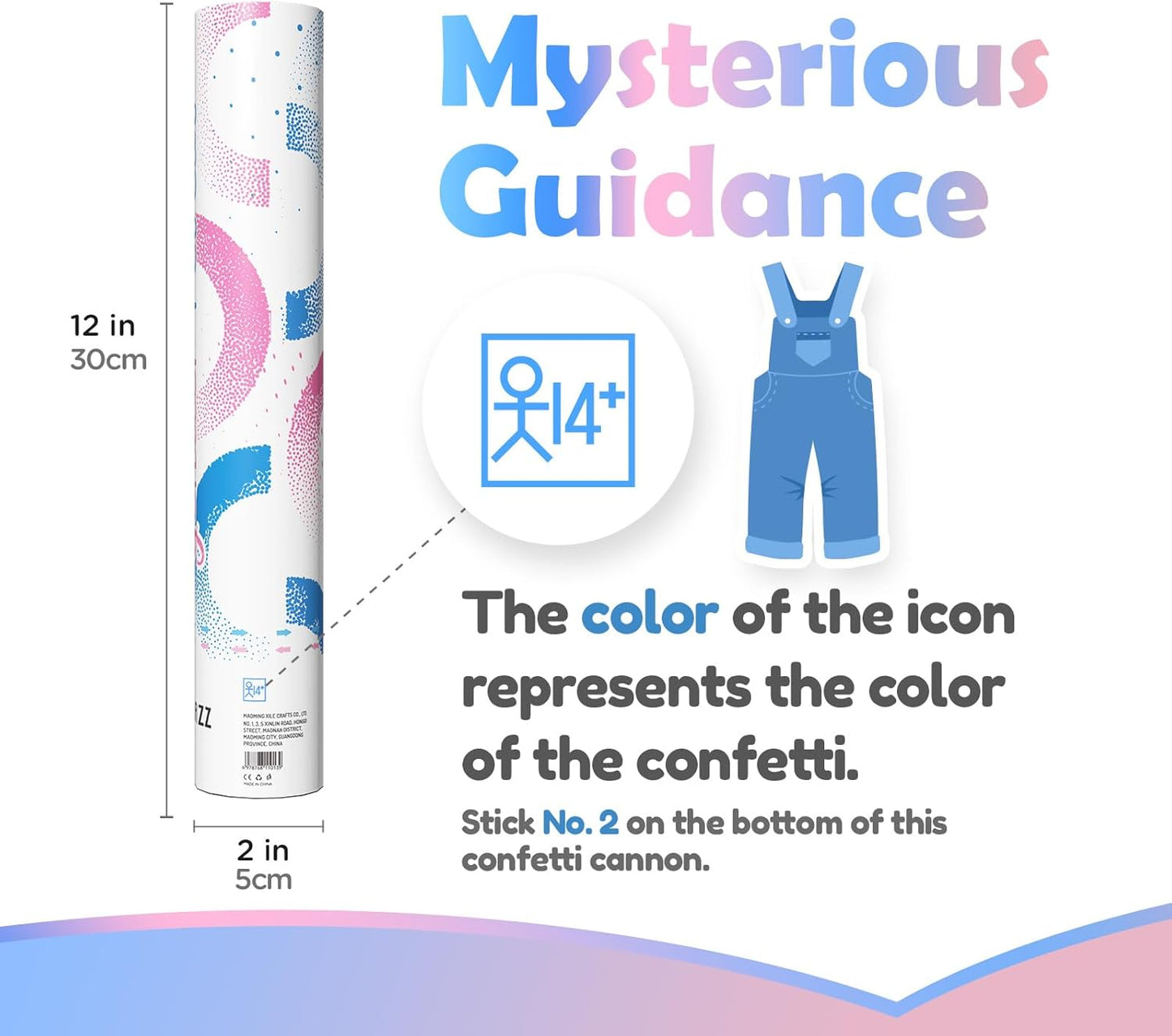 Gender Reveal Confetti Cannon - Biodegradable Confetti Poppers - Pink & Blue, 2 Pack - Party Supplies Pop Gun-Cannon for Boy or Girl Baby Reveal Party Supplies (1Pink +1Blue)