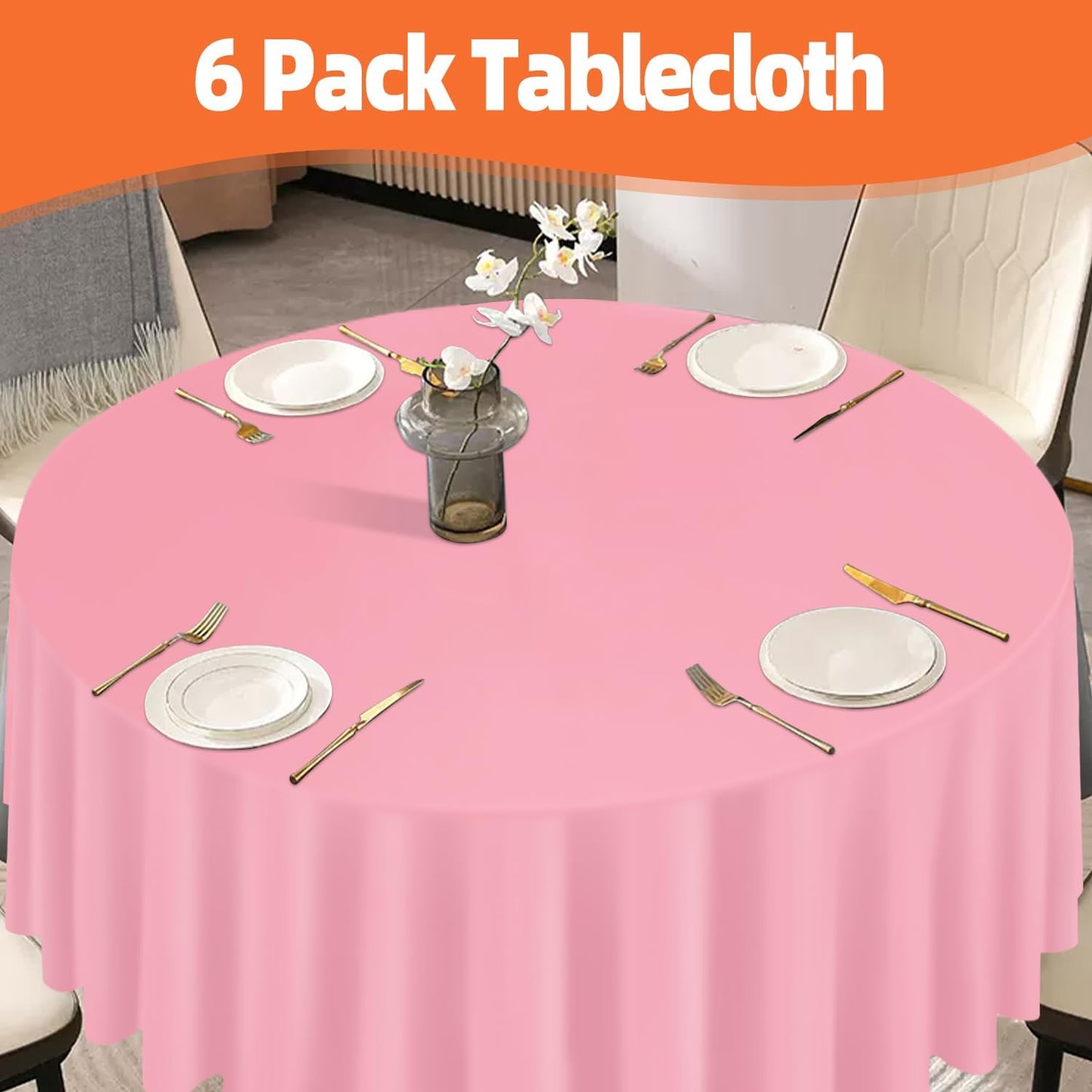 tujol Royal Blue 6 Pack Plastic Table Cloth 54" x 108", Disposable Tablecloths Rectangle Table Cover, Plastic Tablecloths for Parties