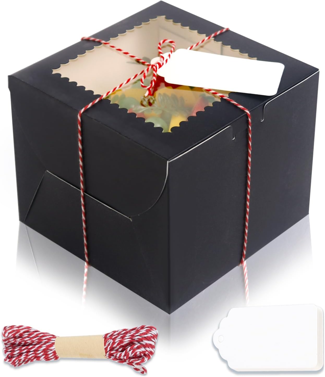 20Pcs 8 Inch Cake Boxes with Window, 8x8x5 Inches Brown Bakery Boxes, Cake Carrier Container for Pastries, Pie, Cookies, Chocolates, Cupcakes, Birthday Party, Wedding