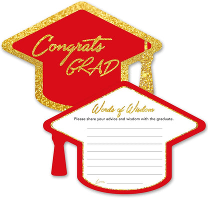 Yuzi-n Graduation Advice Cards for The Graduate (50 Pack), High School or College Graduation Party Games Decorations Supplies, Well Wishes Card for Graduates, Advice For The Graduate Cards (Black)