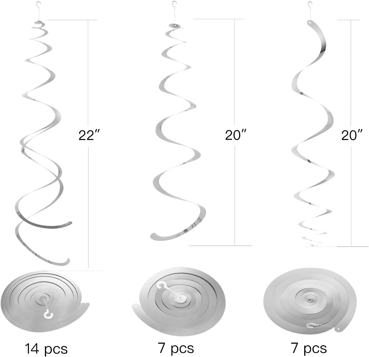Gold Party Hanging Swirl Decorations Plastic Streamer for Ceiling, Pack of 28