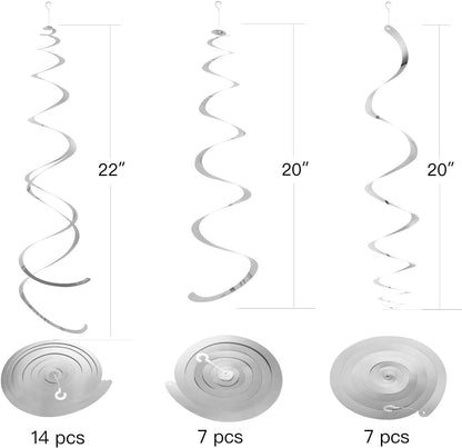 Gold Party Hanging Swirl Decorations Plastic Streamer for Ceiling, Pack of 28