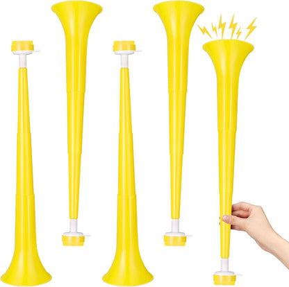 4 Pcs Collapsible Stadium Horn for Adult, 21 Inch Vuvuzela Plastic Trumpet, for Sporting Events Football Carnival Party, White