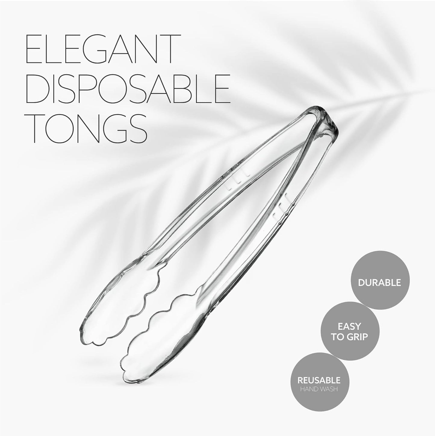 [Black Tongs 7.5'' Inches] Plasticpro 7.5'' Serving Tongs Heavy Duty Reusable Kitchen and BBQ Black Serving Tong for party's, Caterings, Events, Buffet, Weddings, And every Day use Pack of 12