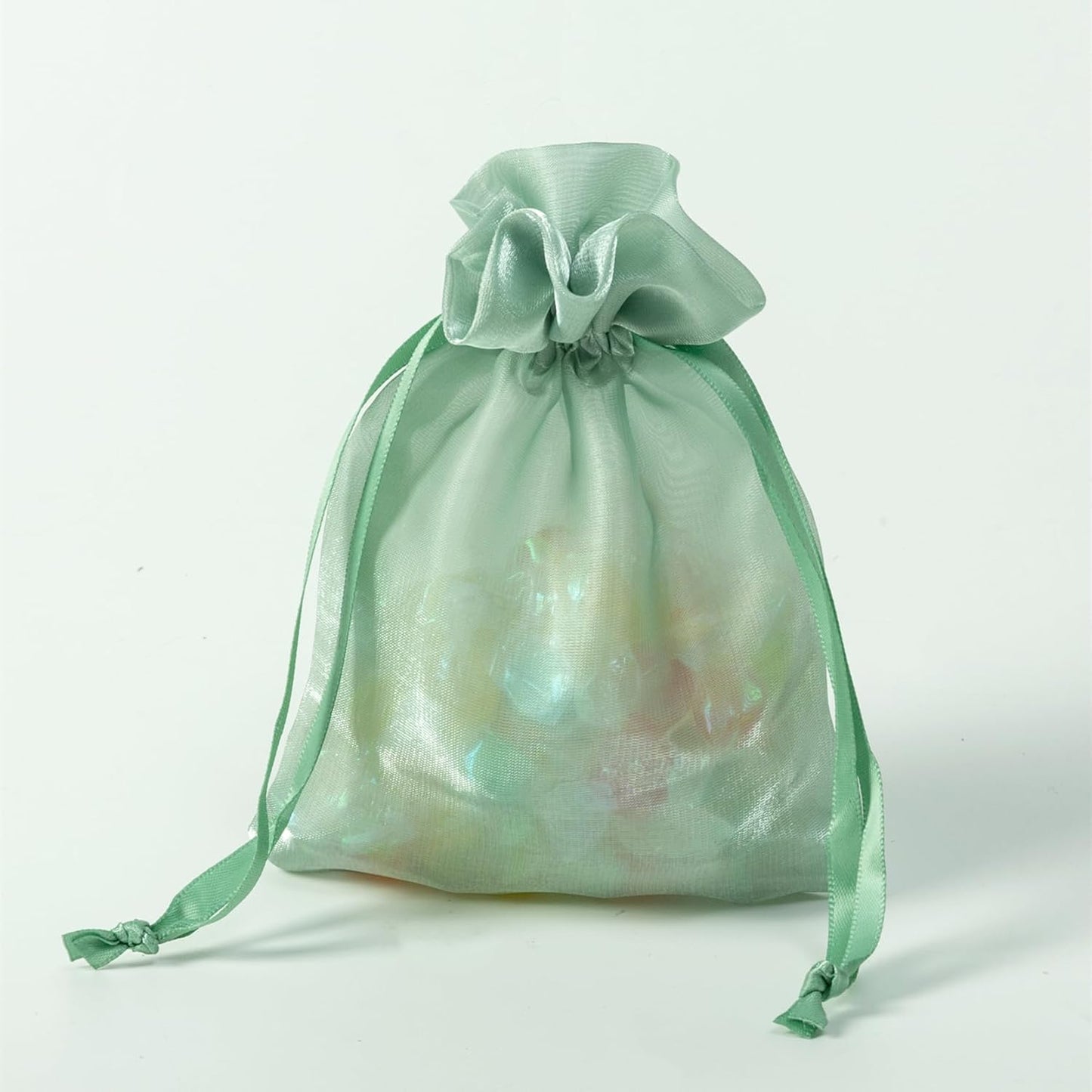 QIANF 20 Pcs Peacock Blue Small Organza Bags 3X4 inch for Wedding Favors with Drawstring, Mini Mesh Gift Bags Jewelry Pouch for Candy Bridal Shower Party Favor Baby Shower Christmas