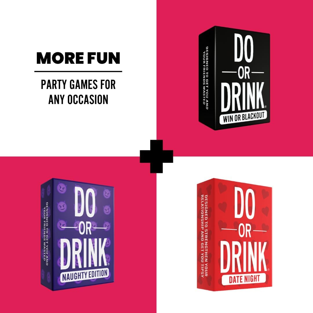 Do or Drink Sip or Strip Adult Drinking Card Game for Couples, Date Night & Parties – 250 Dares, Questions & Challenges for Boyfriend, Girlfriend, or Wife and Husband