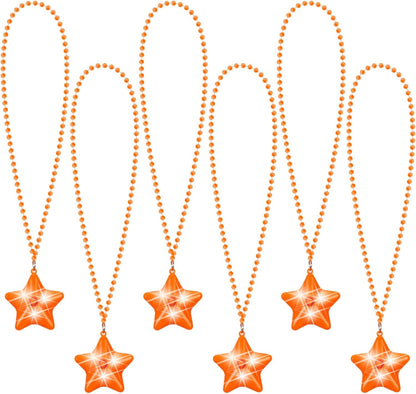 6 Pack Clear LED Glow Star Necklace Bulk Beaded Necklaces for Halloween Christmas Decorations Mardi Gras Party Favors