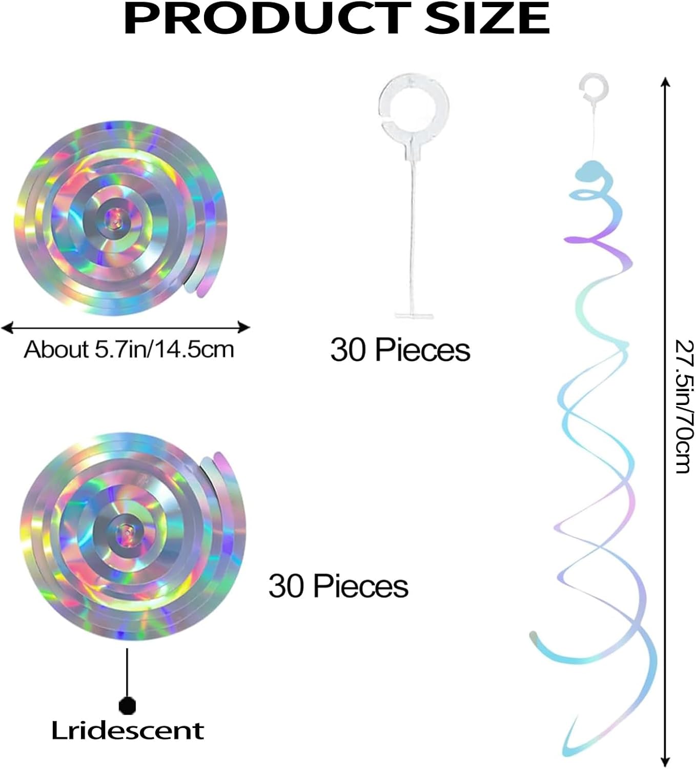 30 Pieces Hanging Swirl Party Decorations Foil Decorations Ceiling Swirl Spiral Hanging Plastic Streamer for Ceiling Birthday Graduation Wedding Celebration Baby Shower Party Supply (Black)