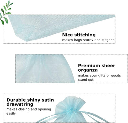 HRX Package 100pcs White Organza Bags, 4x6 inch Mesh Bags Drawstring Gift Bags Jewelry Pouches for Candy Wedding Favors Christmas