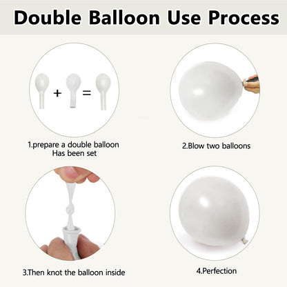 Pearl White Balloon Arch Kit,Double Stuffed Pastel White Cream Ivory Balloons Garland Kit Different Sizes 18/12/10/5 inch White Latex Balloon for Wedding Birthday Bridal Shower Party Decorations
