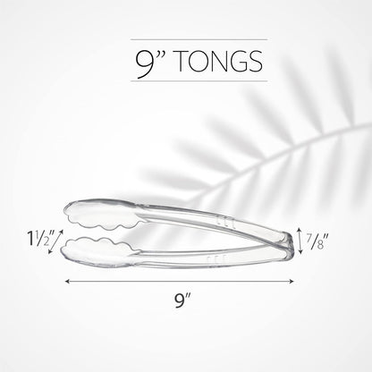 [Black Tongs 7.5'' Inches] Plasticpro 7.5'' Serving Tongs Heavy Duty Reusable Kitchen and BBQ Black Serving Tong for party's, Caterings, Events, Buffet, Weddings, And every Day use Pack of 12