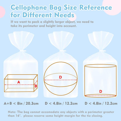 Cellophane Treat Bags, 5x7 Inch Iridescent Cellophane Bags with Thank You Stickers and Twist Ties, Celebrations Baby Showers Weddings Birthday Party Gift Wrapping(Pack of 100)